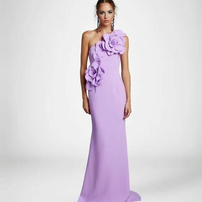 Purple mermaid satin prom dress evening formal gown