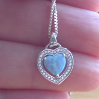BOXED GIFT/Sterling Silver Blue Opal Heart Pendant & Chain/Opal Necklace/Blue Opal Necklace/Opal Jewellery/Opal Jewelry/Gemstone Necklace/UK - Thumbnail 2