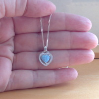 BOXED GIFT/Sterling Silver Blue Opal Heart Pendant & Chain/Opal Necklace/Blue Opal Necklace/Opal Jewellery/Opal Jewelry/Gemstone Necklace/UK - Thumbnail 3