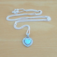 BOXED GIFT/Sterling Silver Blue Opal Heart Pendant & Chain/Opal Necklace/Blue Opal Necklace/Opal Jewellery/Opal Jewelry/Gemstone Necklace/UK - Thumbnail 4