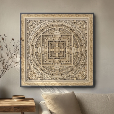 STEREOWOOD Kalachakra Mandala Multi-Layer Wall Art, Mandala Laser Cut, Rustic Home Wood Wall Art, 3D wall art,Mandala Svg,Wood Mandala