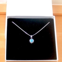 BOXED GIFT/Sterling Silver Blue Opal Heart Pendant & Chain/Blue Opal Necklace/Blue Opal Jewellery/Blue Opal Jewelry/Opal Necklace/UK - Thumbnail 6