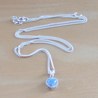 BOXED GIFT/Sterling Silver Blue Opal Heart Pendant & Chain/Blue Opal Necklace/Blue Opal Jewellery/Blue Opal Jewelry/Opal Necklace/UK - Thumbnail 2