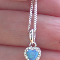 BOXED GIFT/Sterling Silver Blue Opal Heart Pendant & Chain/Blue Opal Necklace/Blue Opal Jewellery/Blue Opal Jewelry/Opal Necklace/UK - Thumbnail 3