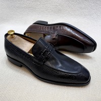 Men's handmade leather shoes top layer cowhide business slip-on penny loafers  - Thumbnail 3