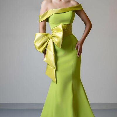 Green mermaid off the shoulder satin prom dress evening formal gown