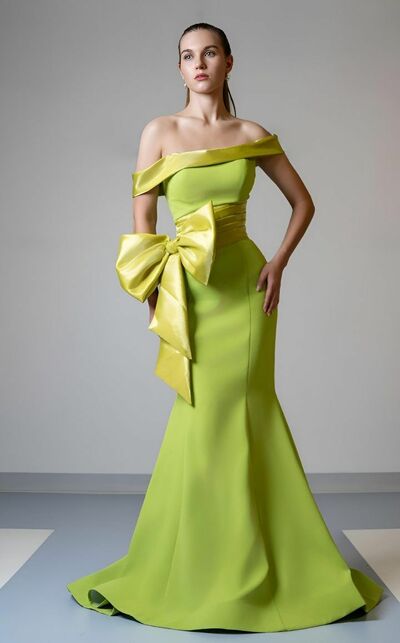 Green Mermaid Off the Shoulder Satin Prom Dress Evening Formal Gown