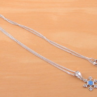 BOXED GIFT/Sterling Silver Blue Opal Snowflake Pendant & Chain/Snowflake Necklace/Snowflake Jewellery/Snowflake Jewelry/Opal Jewellery/UK - Thumbnail 4