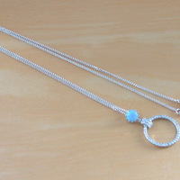 Boxed GIFT/Sterling Silver Blue Opal Pendant & Chain/Blue Opal Necklace/Blue Opal Jewellery/Blue Opal Jewelry/Opal & Cz Necklace/UK - Thumbnail 5