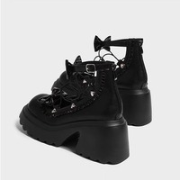 JK Lace Up Bowknot Heeled Shoes - Thumbnail 2