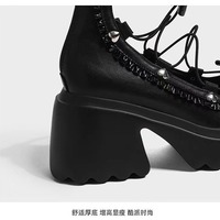 JK Lace Up Bowknot Heeled Shoes - Thumbnail 3