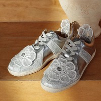 Lace Foral Silver Shoes - Thumbnail 1