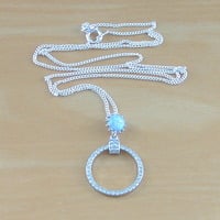 Boxed GIFT/Sterling Silver Blue Opal Pendant & Chain/Blue Opal Necklace/Blue Opal Jewellery/Blue Opal Jewelry/Opal & Cz Necklace/UK - Thumbnail 2