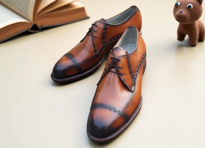 Crafted Leather Classic Brown Leather Formal Oxford Dress Shoes