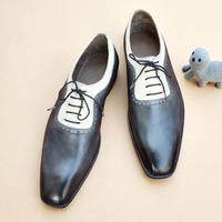  Crafted Leather Gray Calf Beige Suede Leather Formal Dress Lace up Shoes - Thumbnail 1