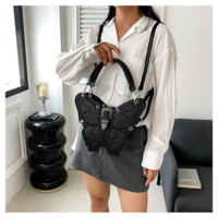 Gothic Kawaii Butterfly Embroidered Crossbody Backpack - Thumbnail 3