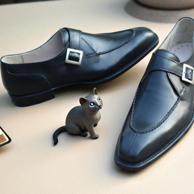 Crafted leather classic black calf leather split toe monk strap dress shoes - Thumbnail 2