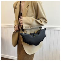  PU Leather Black Bat Shoulder Bag - Thumbnail 2
