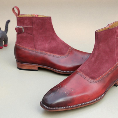 Crafted leather men genuine suede leather jodhpur strap dress boot