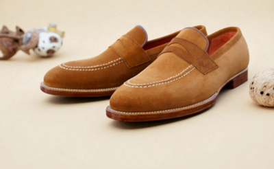 Crafted Leather Classic Brown Suede Leather Moccasin Loafers Dress Shoes