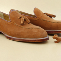 Crafted Leather Classic Brown Suede Leather Tassel Loafers Dress Shoes - Thumbnail 1