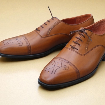 Crafted leather handmade brown leather oxfords dress shoes