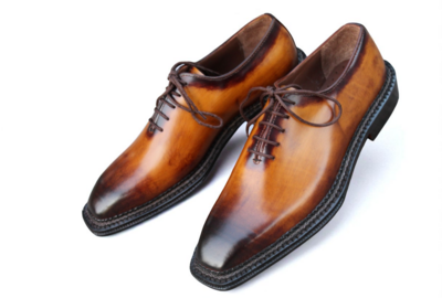 Crafted Leather Handmade Men Brown Patina Leather Norwegian Welted Oxford Dress Shoes
