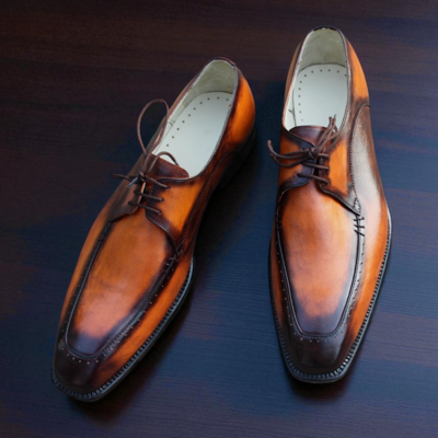 Crafted leather classic tan black shaded men oxford dress shoes - Thumbnail 3