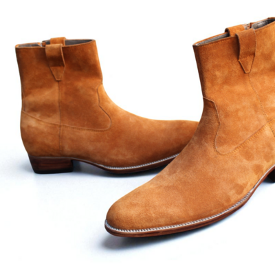 Crafted leather classic handmade tan suede leather side zipper jodhpur boot