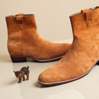 Crafted Leather Classic Handmade Tan Suede Leather Side Zipper Jodhpur Boot - Thumbnail 1