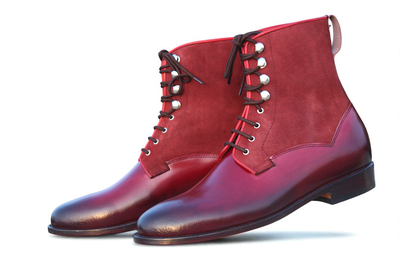 Crafted Leather Classic Men Handmade Brown Calf Suede Leather Ankle High Boot