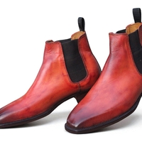 Crafted Leather Handmade Men Brown Leather Chelsea Boot - Thumbnail 1