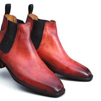 Crafted Leather Handmade Men Brown Leather Chelsea Boot - Thumbnail 2