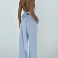 Solene Striped Set With Halter Neck Palazzo - Thumbnail 8