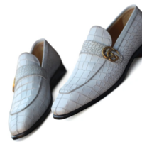 Crafted Leather Classic White Crocodile/Alligator Leather Dress Shoes  - Thumbnail 2
