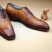 Crafted Leather Handmade Men Classic Brown Leather Dress Shoes - Thumbnail 2