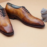 Crafted Leather Handmade Men Classic Brown Leather Dress Shoes - Thumbnail 3