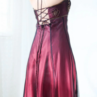 Vintage Halter Burgundy A-Line Prom Dresses With Beading  - Thumbnail 1