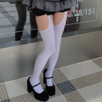 Edgy Design Cut-Out Black Gothic Stockings - Thumbnail 1