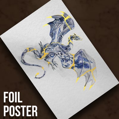 Kintsugi dragon - premium metallic poster