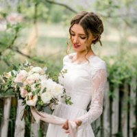 Modest A-line Long Sleeves Lace Wedding Dresses - Thumbnail 2