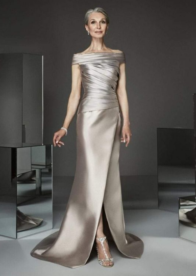 Simple Sliver Mother of Bride Dress Formal Prom Dress