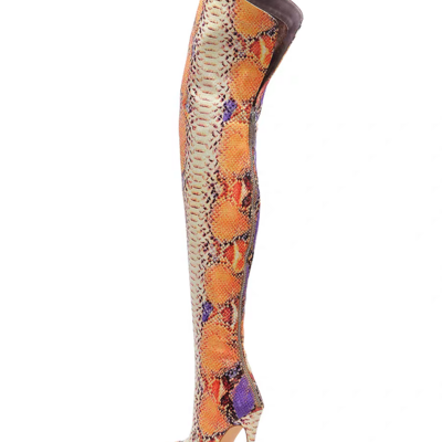Python pattern sexy model boots stiletto heel over knee boots 47 large size custom boots