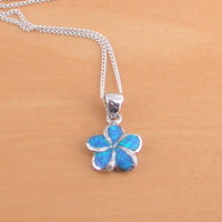BOXED GIFT/Sterling Silver Blue Opal Flower Pendant & 18" Chain/Blue Opal Necklace//Blue Opal Jewellery/Blue Opal Jewelry/Flower Necklace/UK - Thumbnail 1
