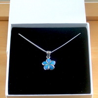 BOXED GIFT/Sterling Silver Blue Opal Flower Pendant & 18" Chain/Blue Opal Necklace//Blue Opal Jewellery/Blue Opal Jewelry/Flower Necklace/UK - Thumbnail 7