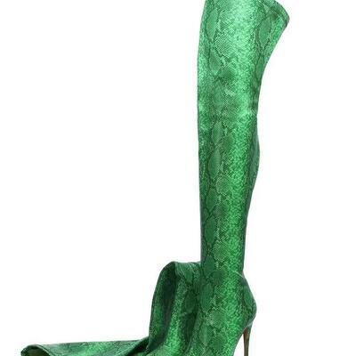 Pointed python pattern stiletto heel thigh boots performance boots 47 large size custom boots