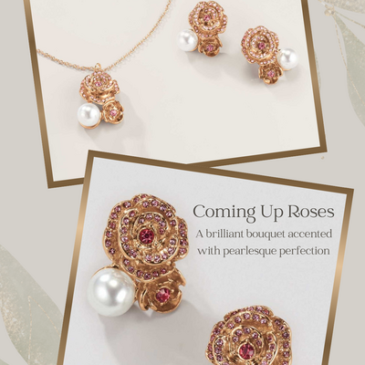 Rose garden pearly necklace and earring set - final sale - Thumbnail 4
