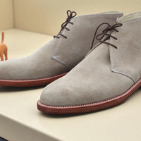 Crafted Leather Classic Beige Suede Leather Chukka Boot - Thumbnail 3