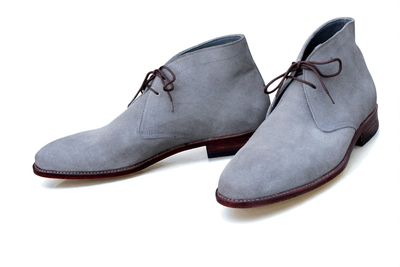 Crafted Leather Classic Men Gray Suede Leather Chukka Boot