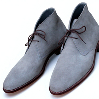 Crafted Leather Classic Men Gray Suede Leather Chukka Boot - Thumbnail 2